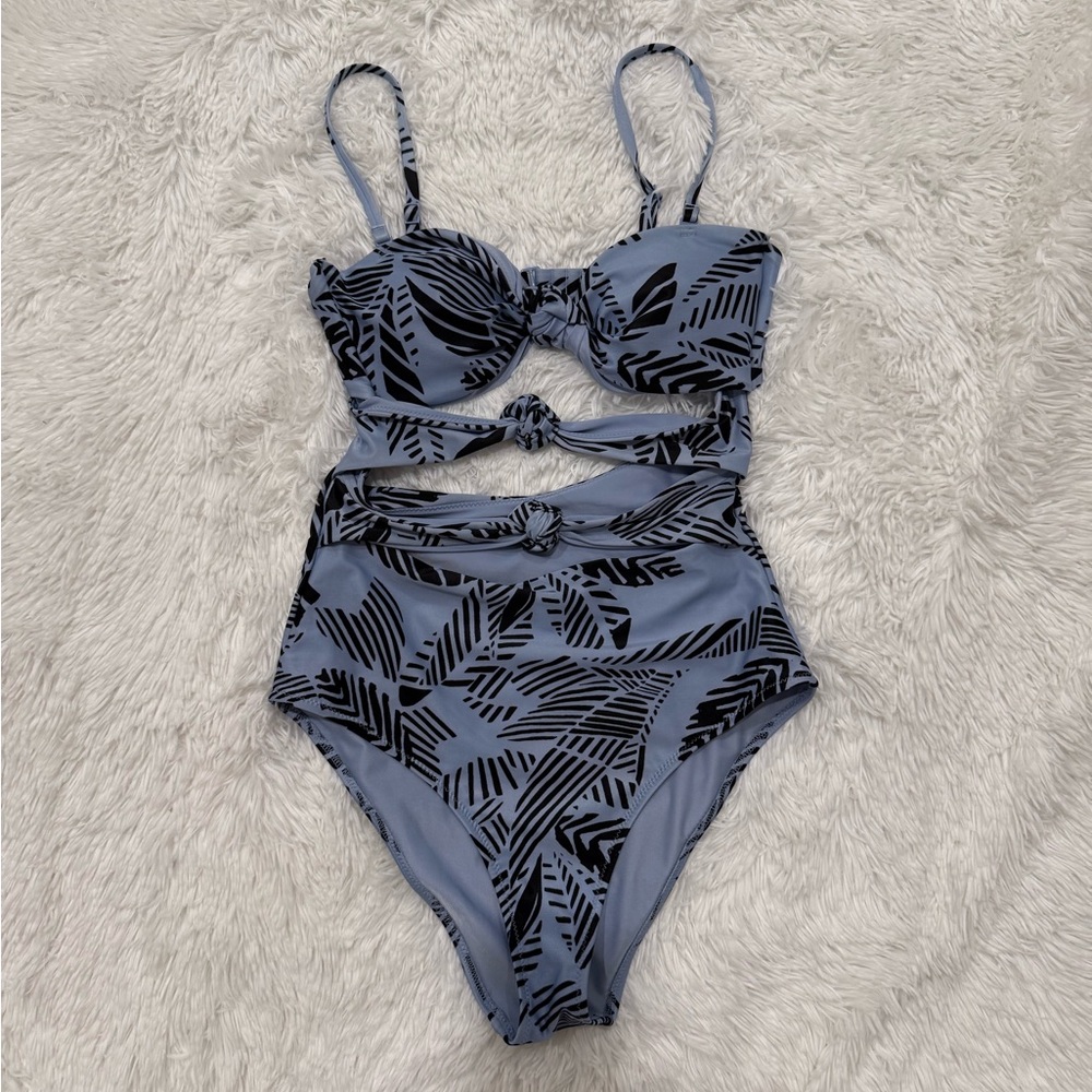 Aerie Swim Tropical Cut Out One Piece